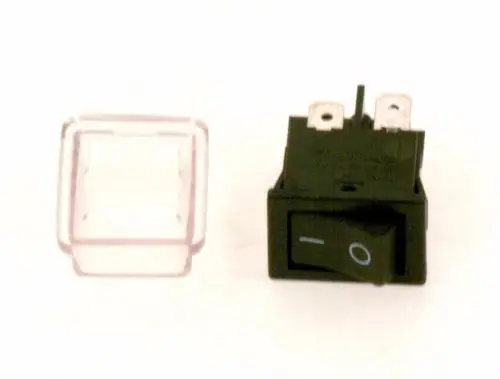 Schalter von Bosch mit einem Kippschalter-Design und einer transparenten Abdeckung, geeignet für elektrische Anwendungen.